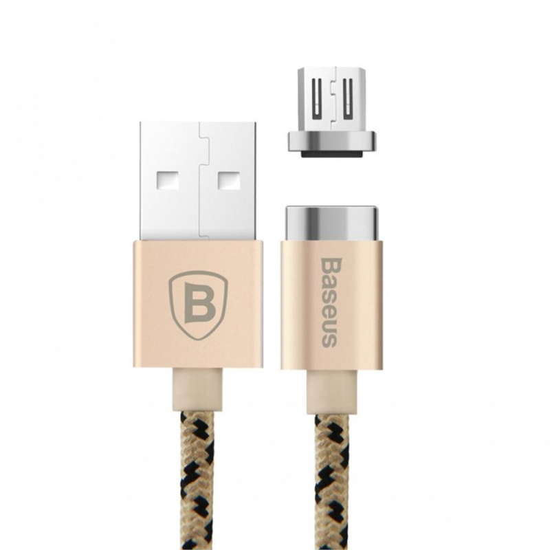 

Кабель USB - MicroUSB для зарядки 1 м 2.4А магнитный Baseus Insnap золотистый