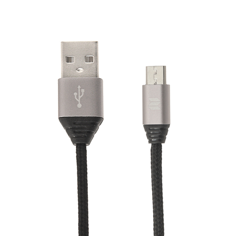 

Кабель USB - MicroUSB для зарядки 1 м 2A плетеный Rock Space Metal M5 черный