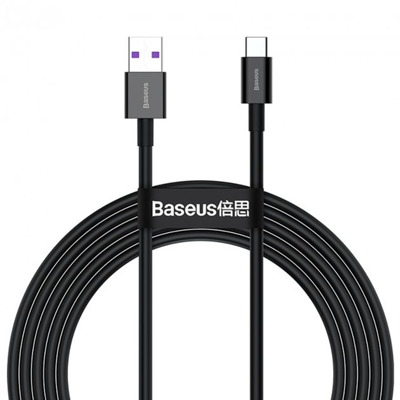 

Кабель Type-C - USB 2.0 для зарядки 2 м 6А 66W Baseus Superior (быстрая зарядка) черный