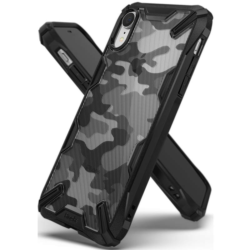 

Чехол для iPhone XR гибридный Ringke Fusion X Design Camo черный