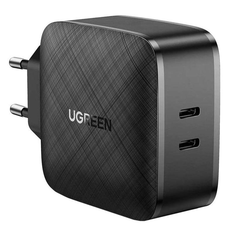 

Зарядное устройство сетевое с двумя Type-C входами 66W Ugreen CD216 Gan (быстрая зарядка QC 3.0, PD 3.0) черное