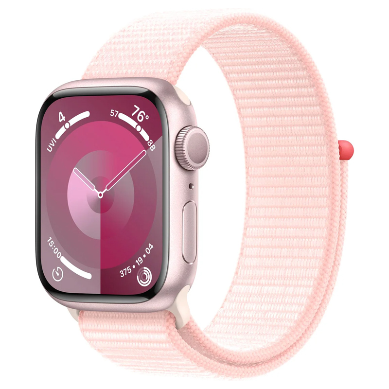 Умные часы Apple Watch 9 41 мм с текстильным ремешком алюминиевые розовые