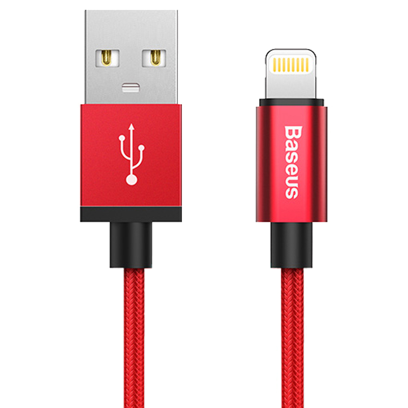 

Кабель USB - Lightning для зарядки iPhone 1 м 2.4A MFi плетеный Baseus Antila (быстрая зарядка) красный