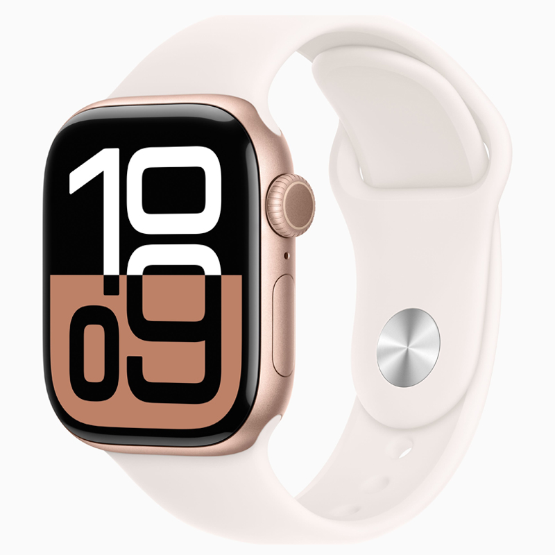 Умные часы Apple Watch 10 42 мм с силиконовым ремешком S/M алюминиевые розовое золото