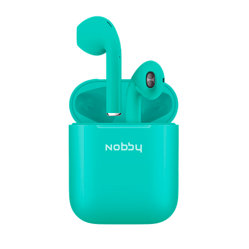 Наушники беспроводные Bluetooth Nobby Practic T-101 вкладыши с микрофоном мятные