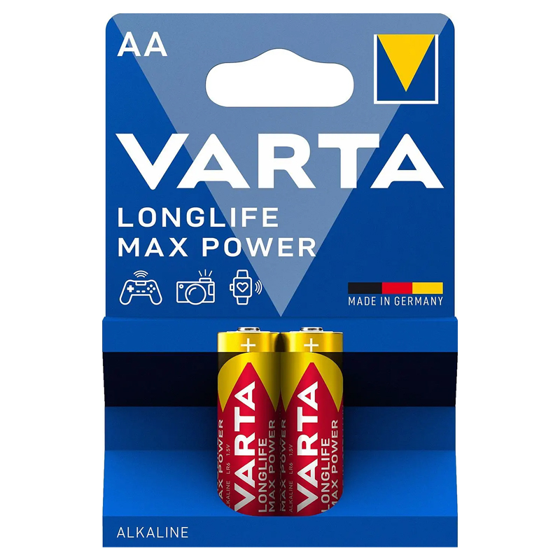 

Батарейка LR6 Alkaline (пальчиковая большая AA) Varta Longlife Max Power упаковка 2 шт.