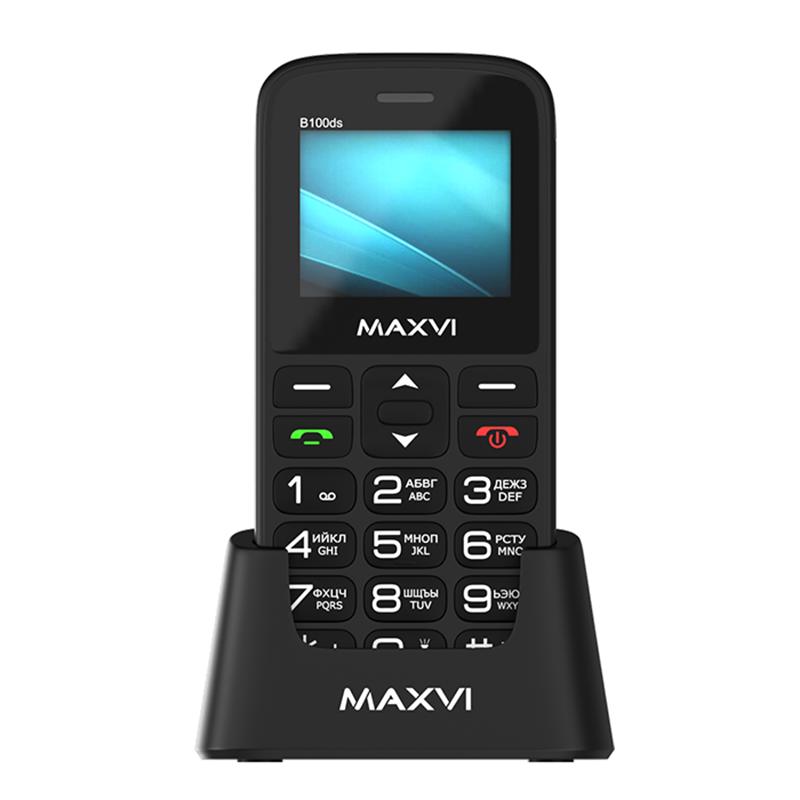 Мобильный телефон Maxvi B100ds с док-станцией для зарядки WC-111 черный