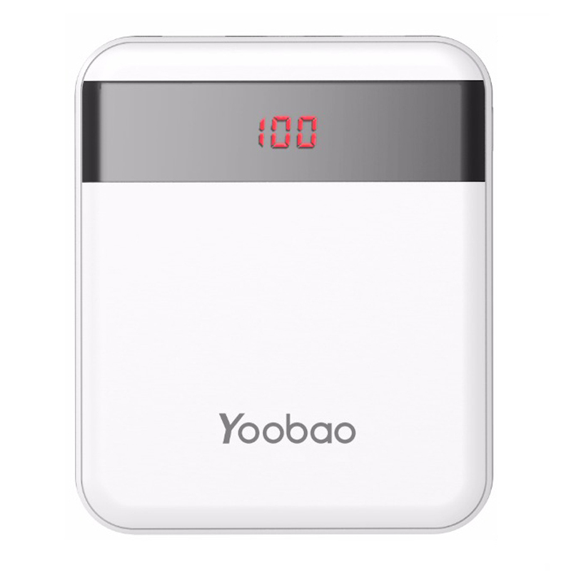 

Внешний аккумулятор Yoobao M4 Pro с дисплеем 10000мАч (2хUSB, ток 2А) белый