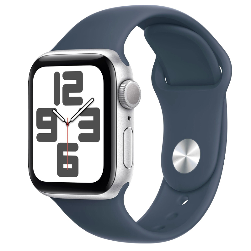 Умные часы Apple Watch SE 2 GPS 2024 40 мм с синим силиконовым ремешком серебристые