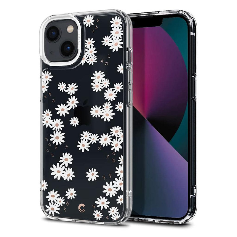 

Чехол для iPhone 13 гибридный Spigen Cyrill Cecile White Daisy прозрачный