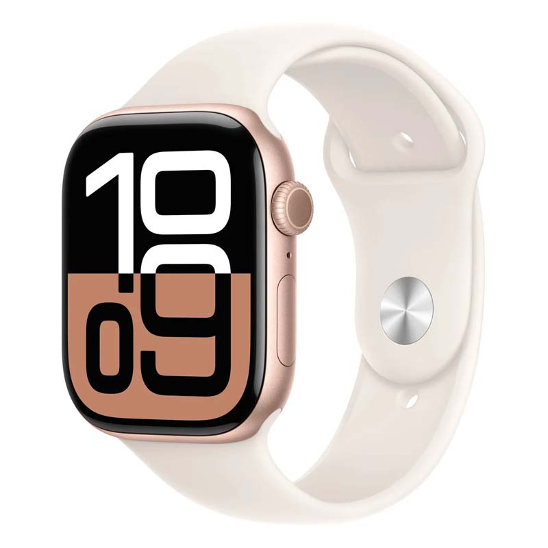 Умные часы Apple Watch 10 46 мм с силиконовым ремешком M/L алюминиевые розовое золото