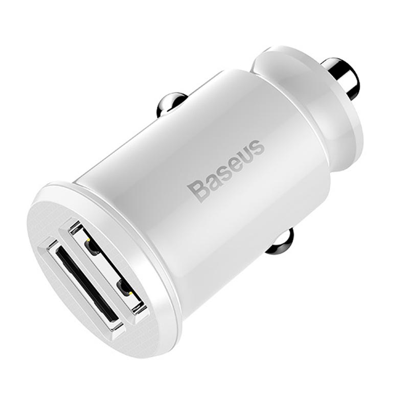 

Зарядное устройство автомобильное с двумя USB входами 3.1А Baseus Grain белое