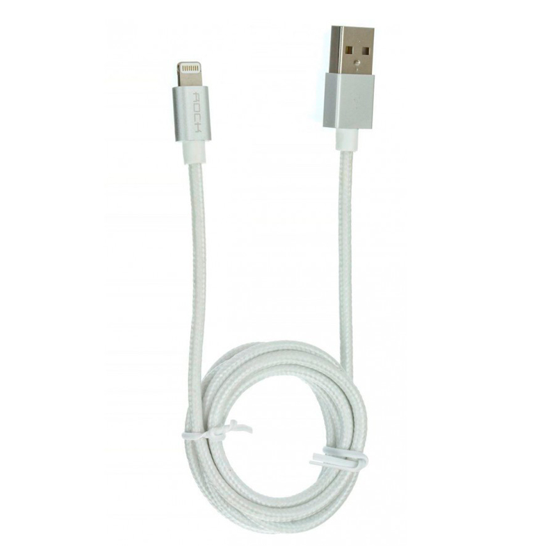 

Кабель USB - Lightning для зарядки iPhone 1,8 м 2.4А MFi Rock Round II белый