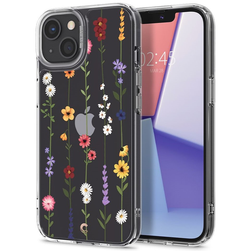 

Чехол для iPhone 13 гибридный Spigen Cyrill Cecile Flower Garden прозрачный