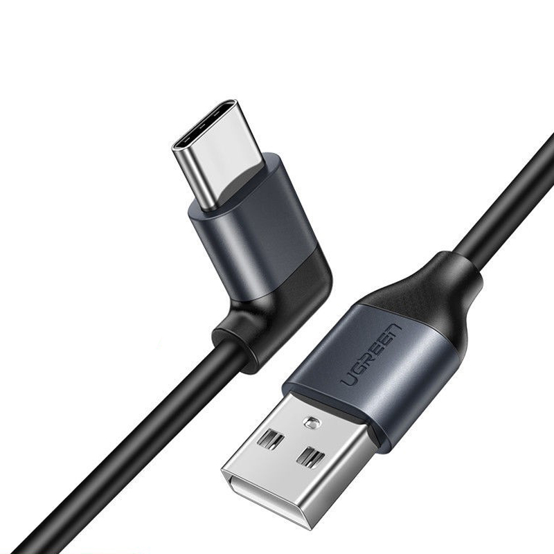 

Кабель Type-C - USB 2.0 для зарядки 1 м 3А с угловым Type-C Ugreen US274 (быстрая зарядка) черный