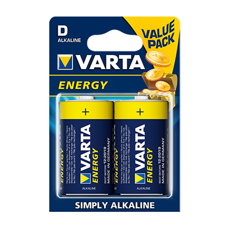 

Батарейка LR20 Alkaline (бочка большая D) Varta Energy упаковка 2 шт.