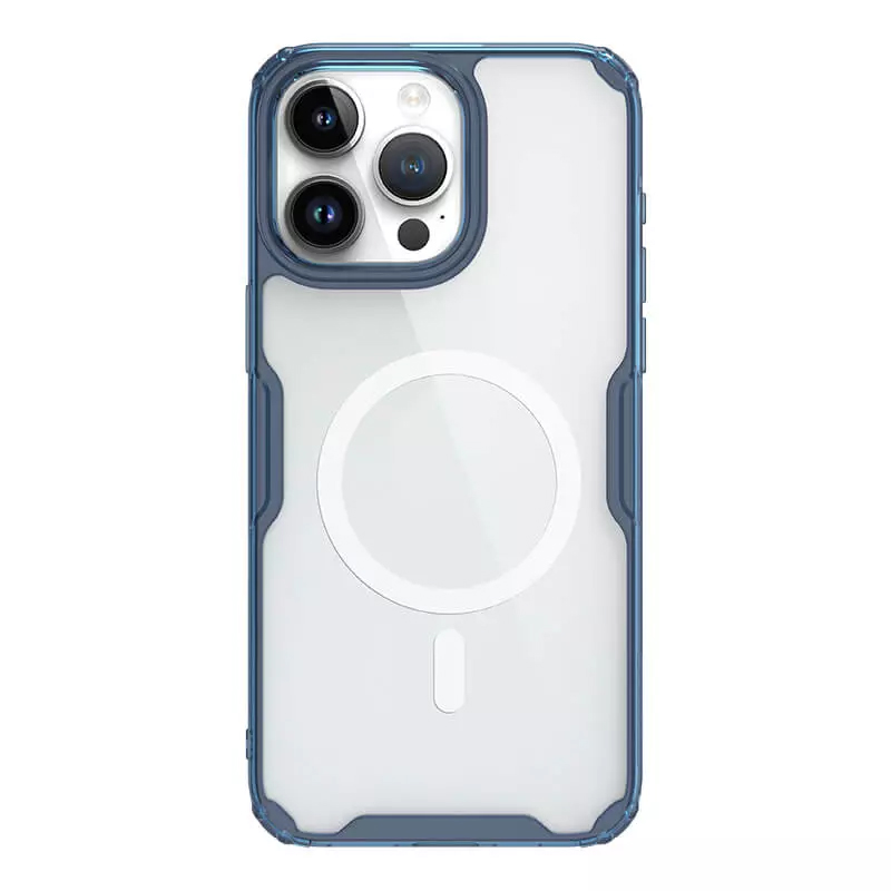 Чехол для iPhone 15 Pro Max гибридный Nillkin Nature TPU Pro Magsafe прозрачно-синий