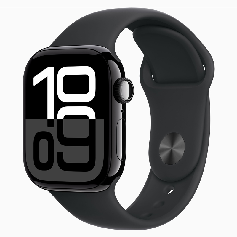 Умные часы Apple Watch 10 46 мм с силиконовым ремешком M/L алюминиевые черные