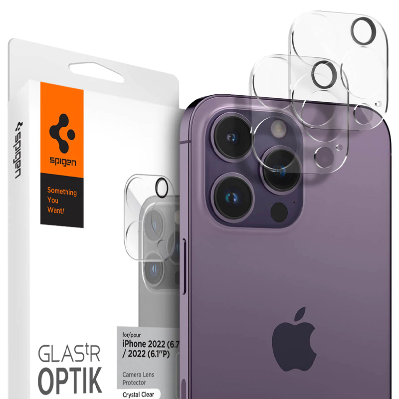 

Защитное стекло на камеру для iPhone 14 Pro, 14 Pro Max Spigen Optik.TR прозрачное 2 шт.