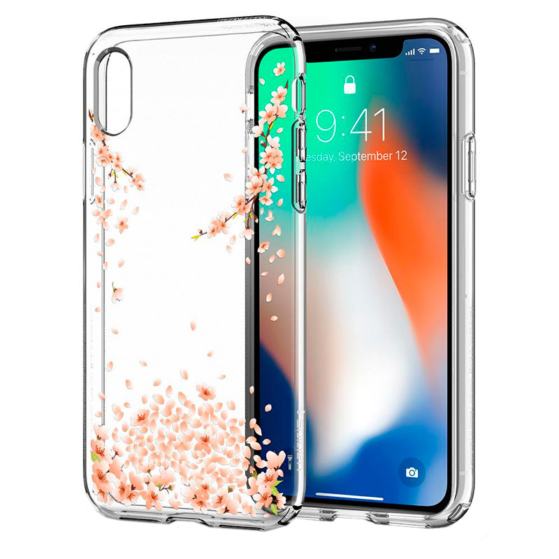 

Чехол для iPhone X гелевый ультратонкий Spigen SGP Liquid Crystal Blossom прозрачный