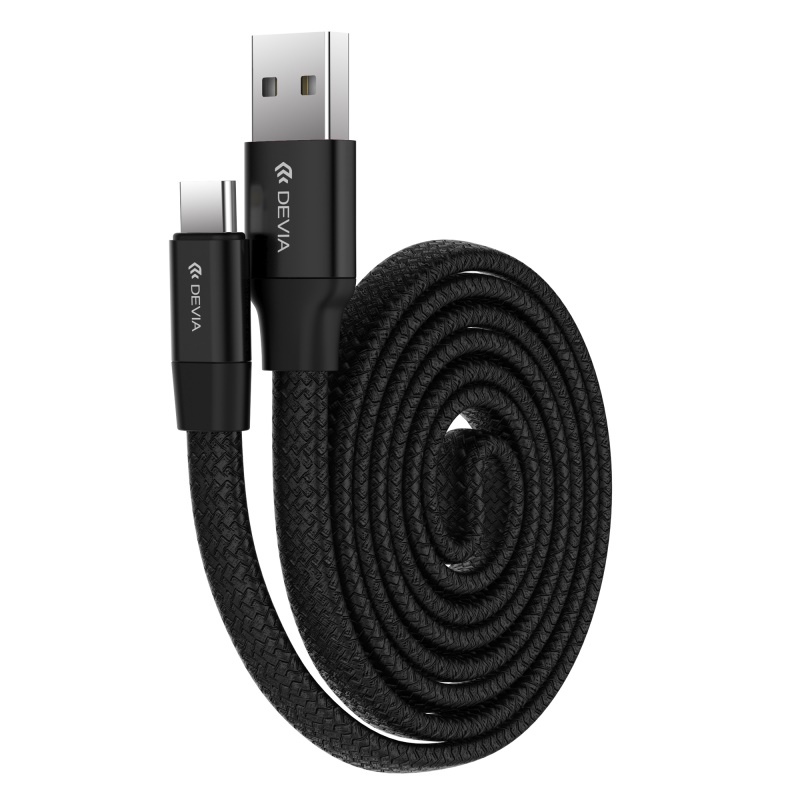 

Кабель Type-C - USB 2.0 для зарядки длина 0,8 м 2.4A Devia Ring Y1 черный