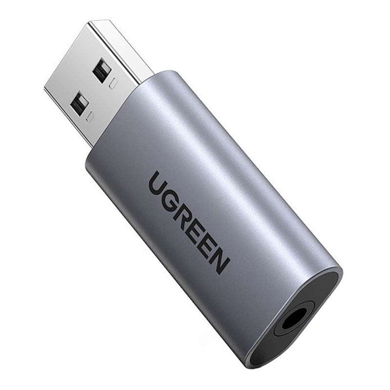 

Внешняя звуковая карта USB 2.0 Ugreen CM383 серая