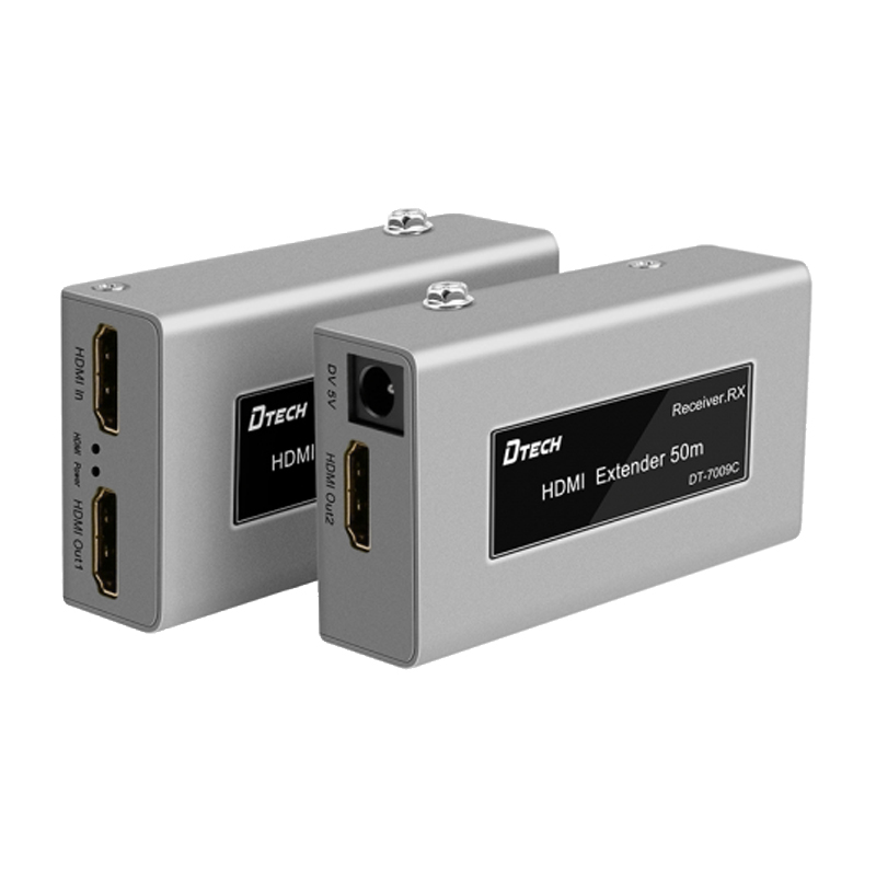 

Удлинитель HDMI (HDMI Extender+ Splitter (разветвитель) на 2 порта) до 50 метров по витой паре Dtech DT-7009С с питанием