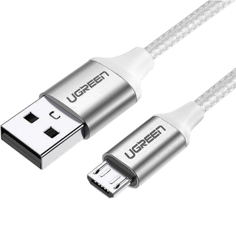 

Кабель USB - MicroUSB для зарядки 1 м 2А 18W плетеный Ugreen US290 (быстрая зарядка QC 3.0) белый