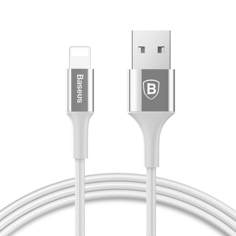 

Кабель USB - Lightning для зарядки iPhone 1 м 2А плетеный Baseus Shining серебристый