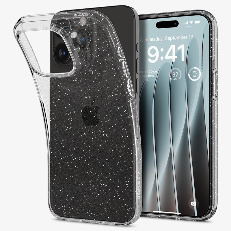 Чехол для iPhone 15 Pro Max гелевый с блестками Spigen Liquid Crystal Glitter прозрачный