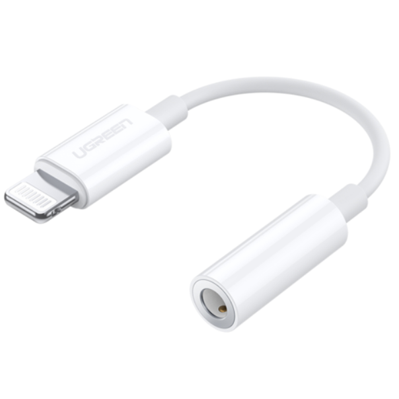 Кабель Lightning - 3,5 мм (папа - мама) 7 см MFi силиконовый Ugreen US212 белый