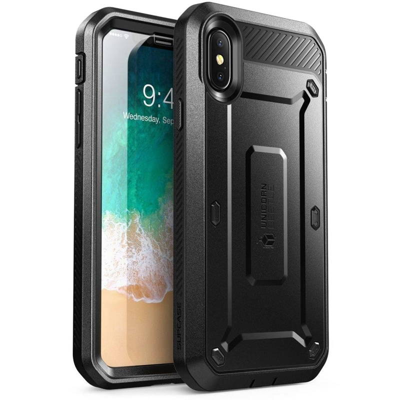 

Чехол для iPhone X, XS гибридный с защитой экрана Supcase Unicorn Beetle Pro черный