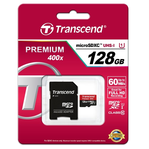 

Карта памяти Transcend Premium 300X MicroSDXC 128Gb Class 10 с адаптером SD скоростная UHS-I