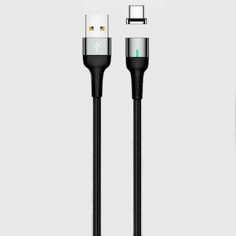 

Кабель USB - MicroUSB для зарядки 1 м 3А магнитный плетеный Usams U28 черно-серый