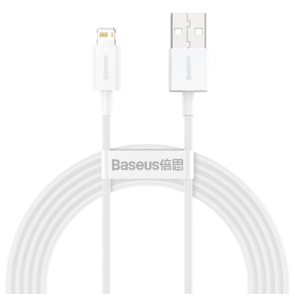 

Кабель USB - Lightning для зарядки iPhone 2 м 2.4А Baseus Superior белый