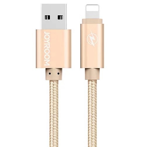 

Кабель USB - Lightning для зарядки iPhone 1,2 м 2.4A MFi Joyroom JT-S801 золотистый