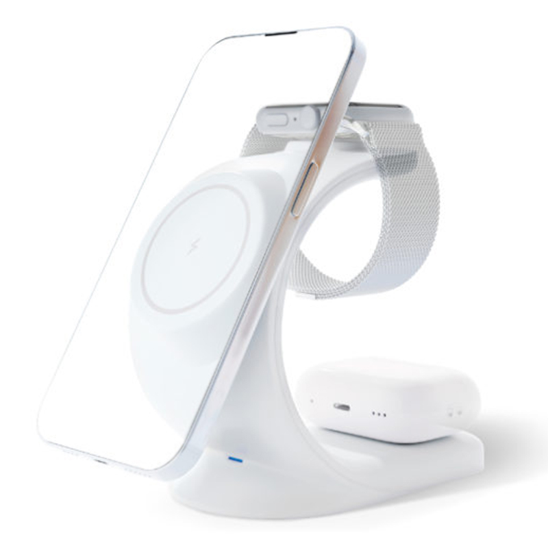 Беспроводная зарядка 3-в-1 MagSafe для телефона, Apple Watch и AirPods 15W VLP Powerstand белая