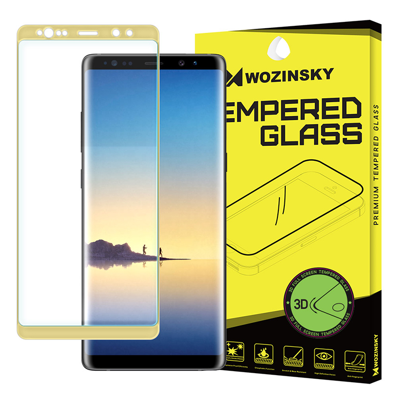 

Защитное стекло для Samsung Galaxy Note 8 на весь экран противоударное Wozinsky 3D золотистое