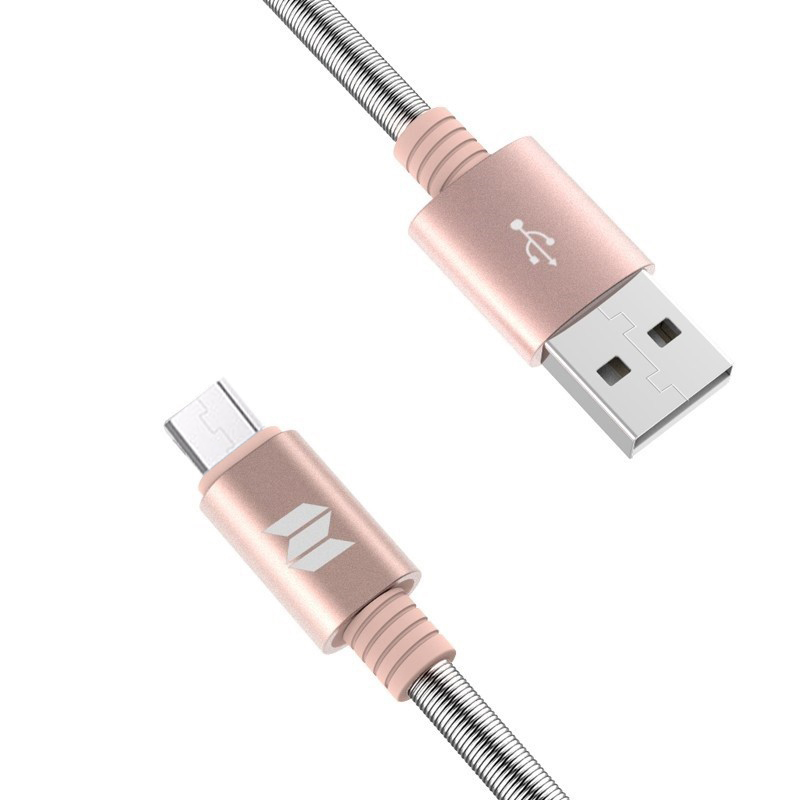 

Кабель USB - MicroUSB для зарядки 1 м 2A Rock Space Metal Spring розовое золото