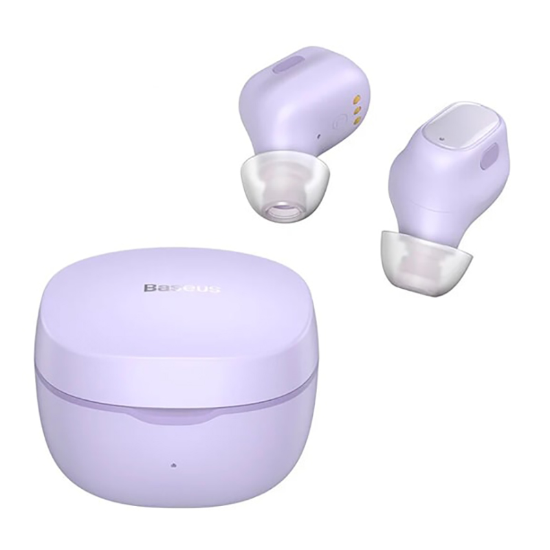 Наушники TWS беспроводные Bluetooth Baseus Encok WM01 вакуумные с микрофоном сиреневые