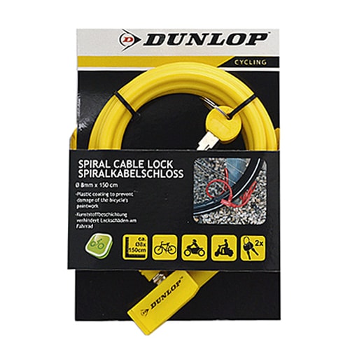 

Замок для велосипеда тросовый Dunlop D-41703 желтый