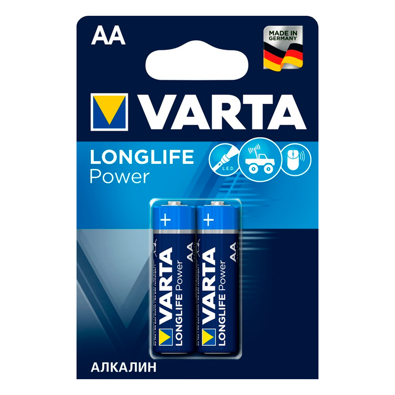 

Батарейка LR6 Alkaline (пальчиковая большая AA) Varta Longlife Power упаковка 2 шт.