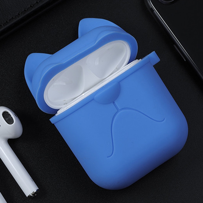 

Чехол для наушников AirPods силиконовый Nova Grumpy Сat синий