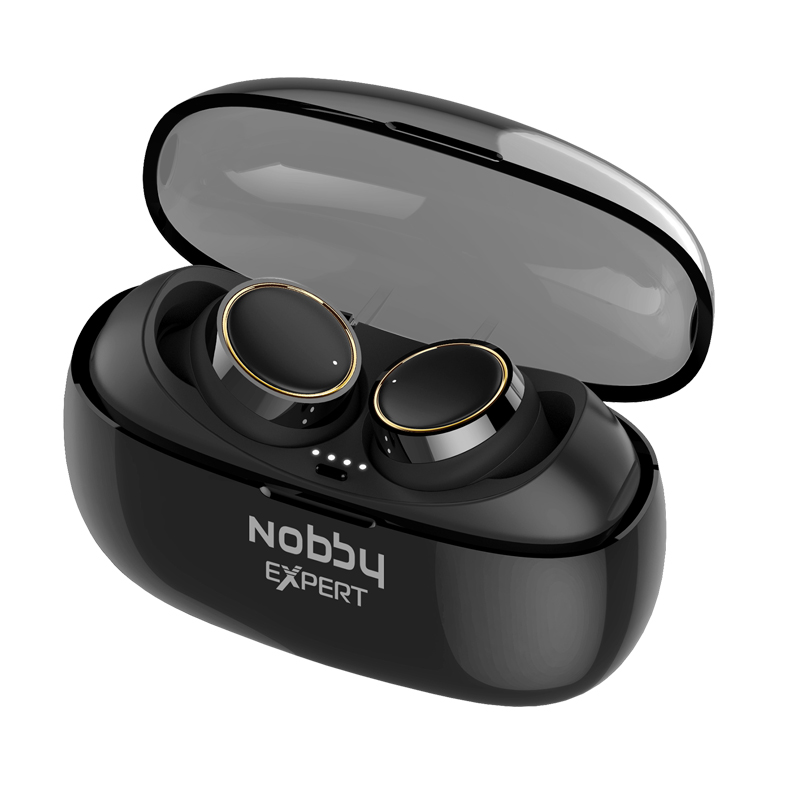 

Наушники беспроводные Bluetooth Nobby Expert T-110 вакуумные с микрофоном черно-золотистые