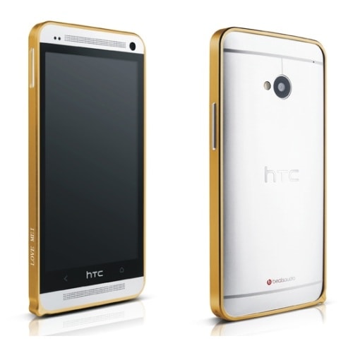 

Чехол для HTC One Бампер алюминиевый ультратонкий Love Mei 0,6мм золотистый