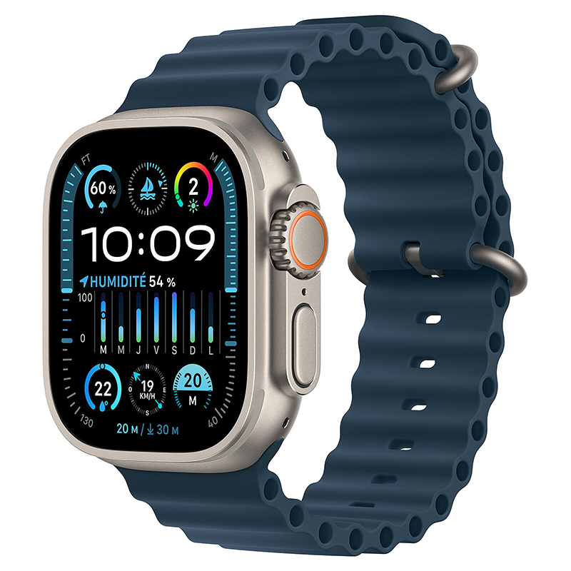 Умные часы Apple Watch Ultra 2 GPS 49 мм с синим силиконовым ремешком титановые