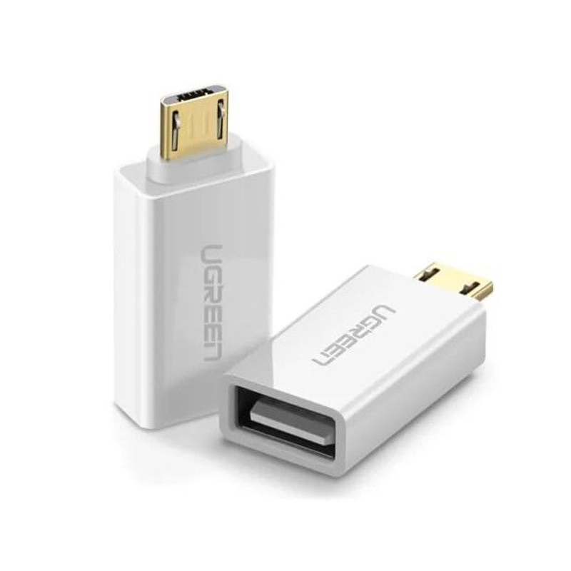 

Переходник MicroUSB - USB (папа - мама) Ugreen US195 белый