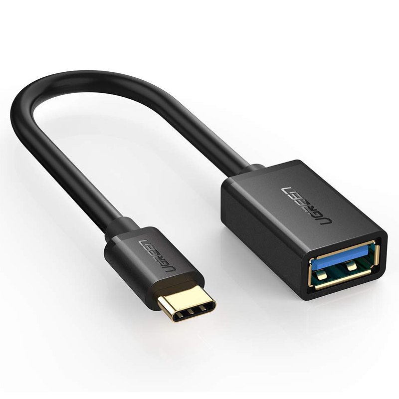 

Переходник Type-C - USB 3.0 хост OTG длина 12 см Ugreen US154 черный