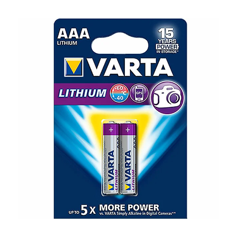 

Батарейка FR03 Lithium (пальчиковая маленькая AAA) Varta упаковка 2 шт.