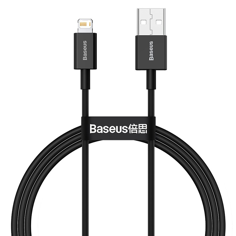 

Кабель USB - Lightning для зарядки iPhone 1 м 2.4А Baseus Superior черный